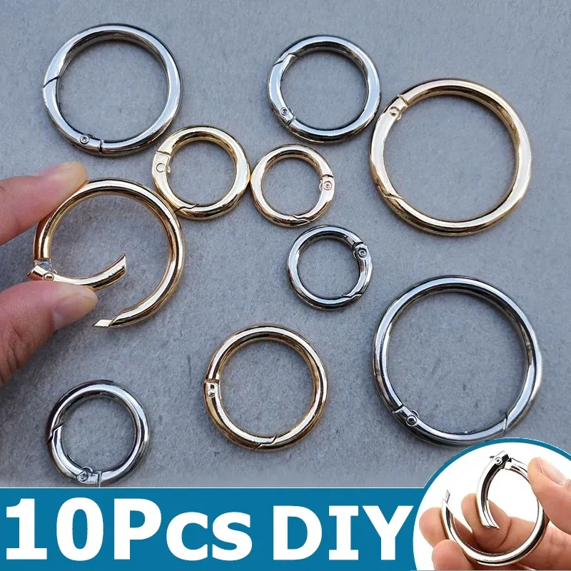 10pcs Bahar O-Ring Buckles Klips Karabaşık Çantalar Çantalar Yuvarlak İtme Tetikleme Snap Hooks DIY Mücevherat Yapma Aksesuarları