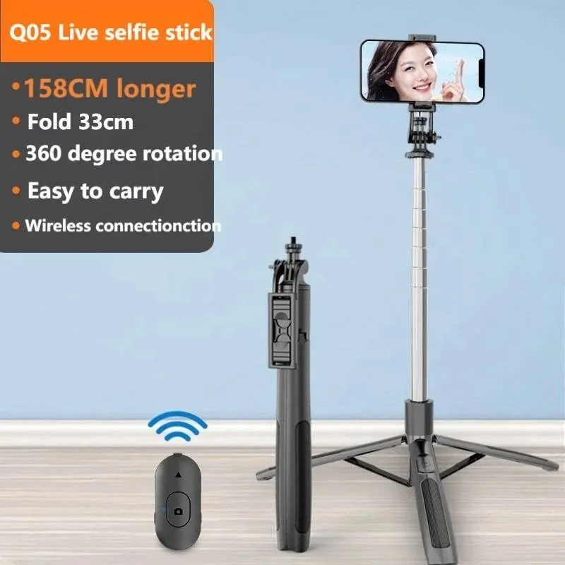 حامل الهاتف الخليوي selfie Stick Trans for iPhone Xiaomi Samsung Huawei للبث المباشر دعم الهاتف المحمول التحكم عن بُعد