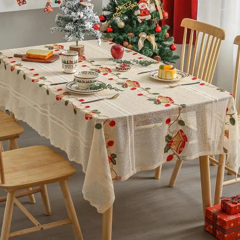 Tafelkast kerst tafelkleed Amerikaanse romantische kant rechthoekige hoes vintage geborduurde thuisfestivals decoraties