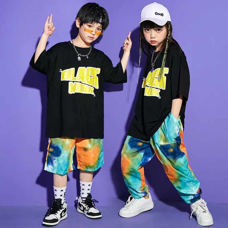 【福袋セール】 and shorts matching Cargo Hop Hip shirt Tie Black - Kids for Boys