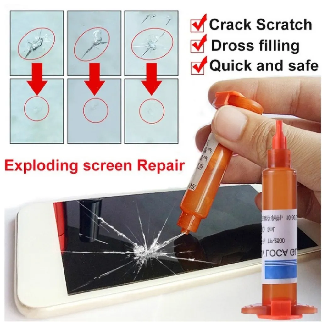 LCD Verre UV Uv Réparation de colle de colle Up Téléphone transparent Anti-Dust Appuyez sur un écran de fenêtre de restauration de fissure Broken Crack de longueur