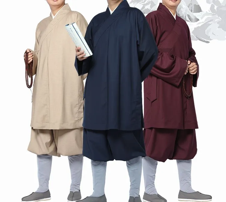 Unisex Springautumn Shaolin Monaks костюм буддийская одежда Lohan arhat zen подходит для кунг -фу униформы