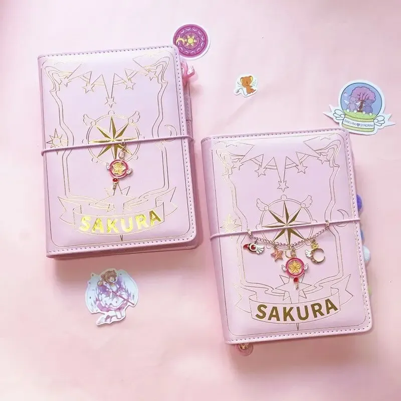 Planerare A6 Söt Pink Sakura Anime Looseleaf Diary Notebook Agenda Planner Spiral 6 Holes Binder Note Book Journals Planner Stationery