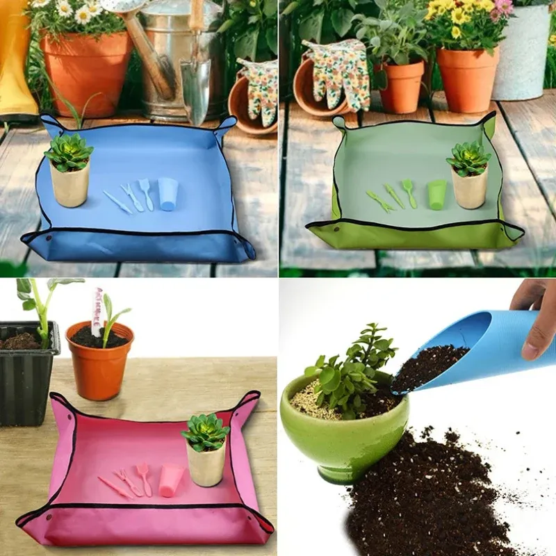 Planter Mat 50x50cm Waterproof Planting Mat - Reusable Garden Mat for Transplanting ...