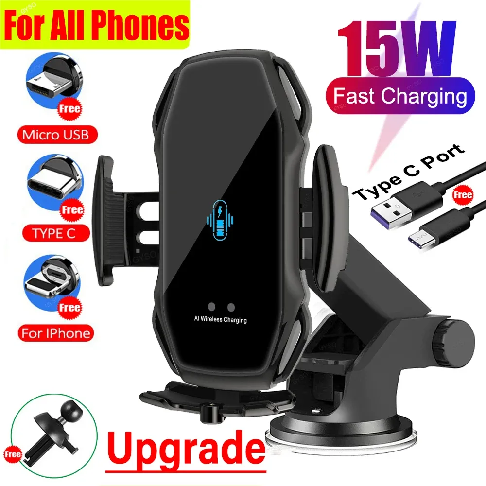 Chargers 15W Car Wireless Charger For iPhone 14 13 12 Samsung S21 S20 S10 Xiaomi Infrared Induction Fast Charging Wireless Phone Charger