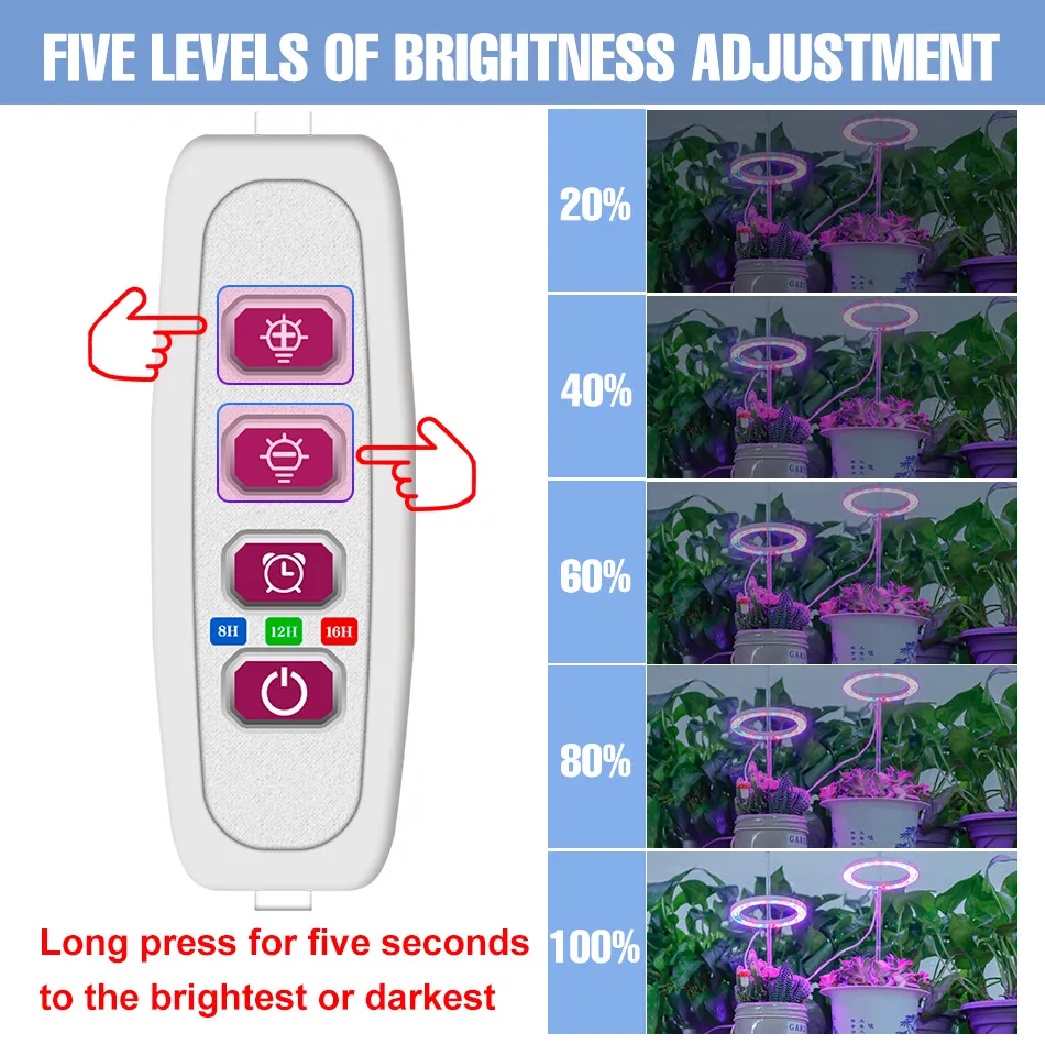 LED Grow Light Lamp Full Spectrum Phyto Lamp for Indoor Plants USB ...