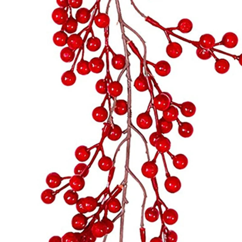 Red Berry Garland 5.9Ft Pip Berry Vine Christmas Realistic Burgundy Red Berry Hanging Garland for Xmas Winter New Year Fireplace