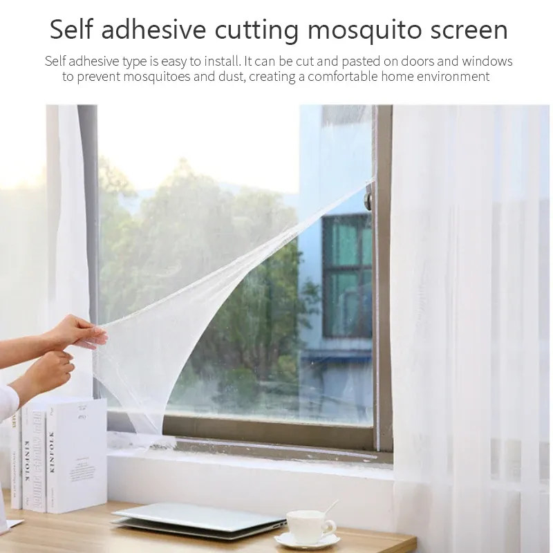 Inomhus myggnät Anpassningsbar storlek Skydda babyfamiljen från insekt och bugg anti -myggnät med polyesterfönster