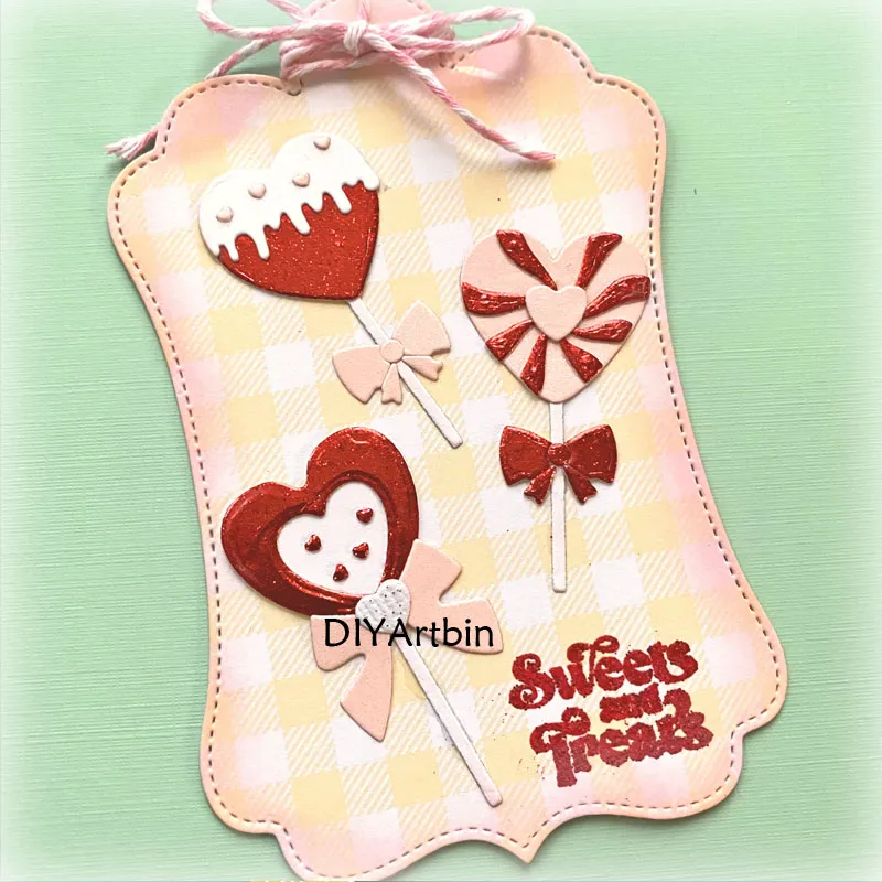 5pcs Valentine Lollipop Met Mure Dies Pochoir cardiaque pour carte-cadeau Crafre