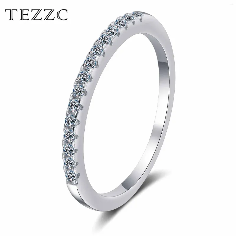 Pierścienie klastra Tezzc S925 D kolor Moissanite Pierścień dla dziewcząt Gra Certyfikat Blask Diamond Personal Wedding Personality Fine Jewelry