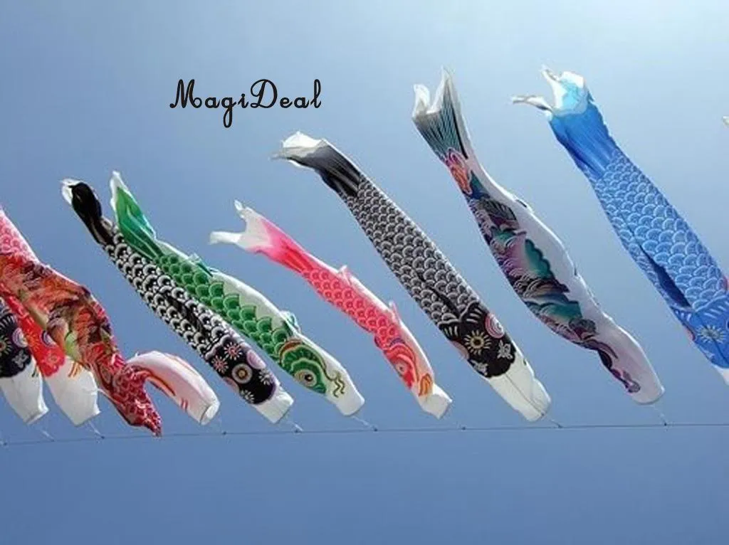 MagiDeal 40cm/55cm/70cm/100cm/150cm Japanese Windsock Carp Flag Koi Nobori Sailfish Fish Wind Streamer Home Party Decorations