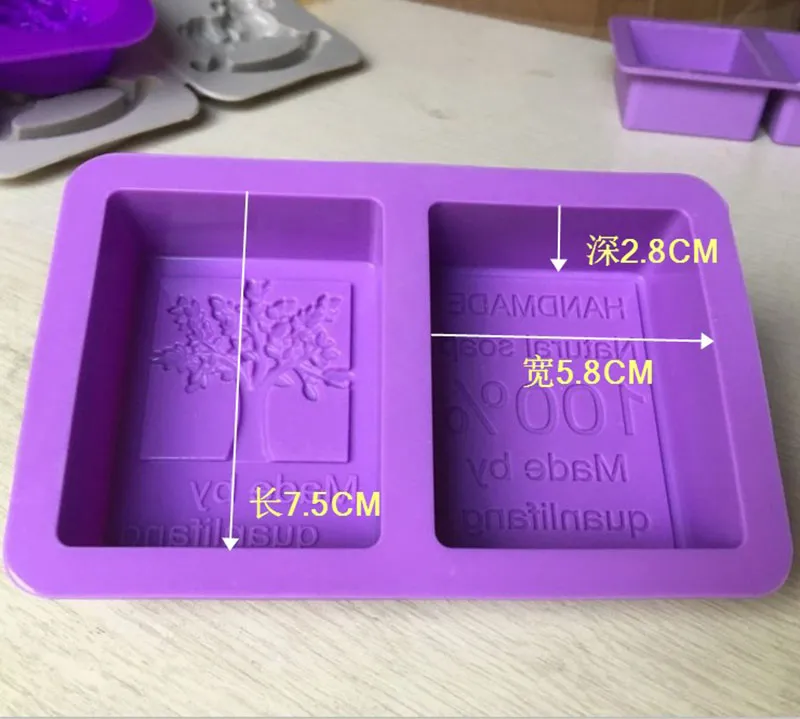 2 cavidade retângulo de silicone molde em forma de molde de molde de molde e artesão