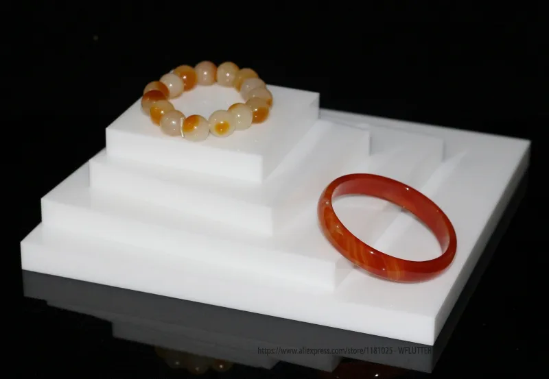 White Square Acrylic Plate Jewelry Tray Earring Display Rack