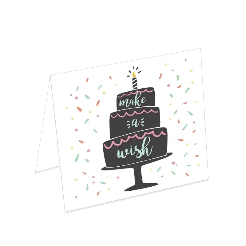 Happy Birthday Greeting Card Cartoon Printing Gift Card with Envelope for Party Celebration Blessing Invite Random Image