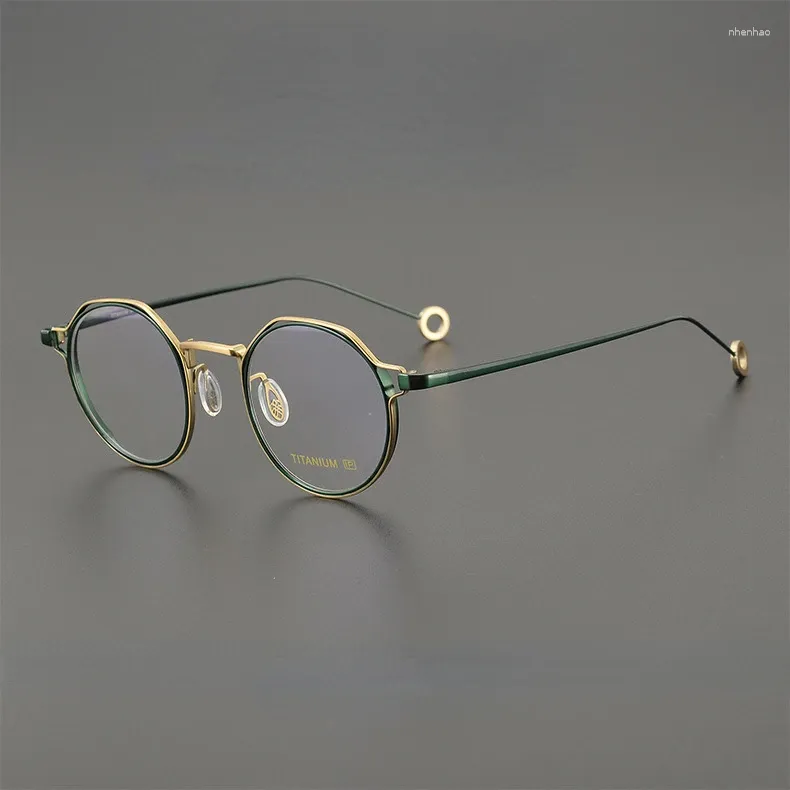 Solglasögon ramar poet japansk stil rund personlig ren titanglasögon män mode och kvinnliga glasögon