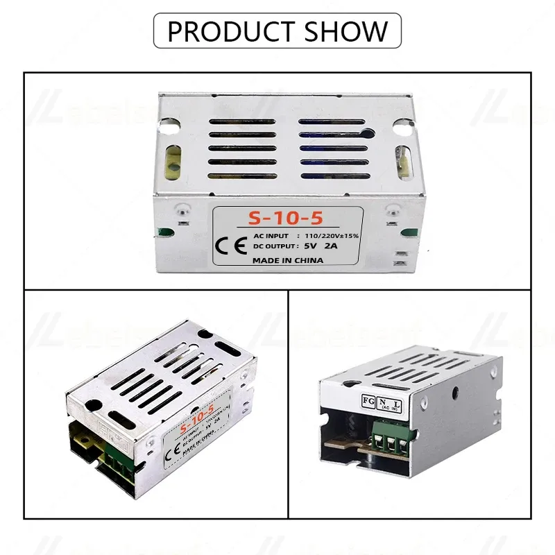 MINI AC/DC Switch Power Supply 5V 10W 2A LED -körbelysningstransformator 110V 220V AC till DC 5 Volt 10watt 2 amp spänningsomvandlare