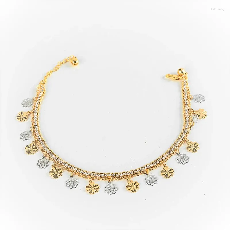 Anklets damskie kostki złota pokrytą białym cyrkonem prosty płatek śniegu wisiorek mody akcesoria biżuterii