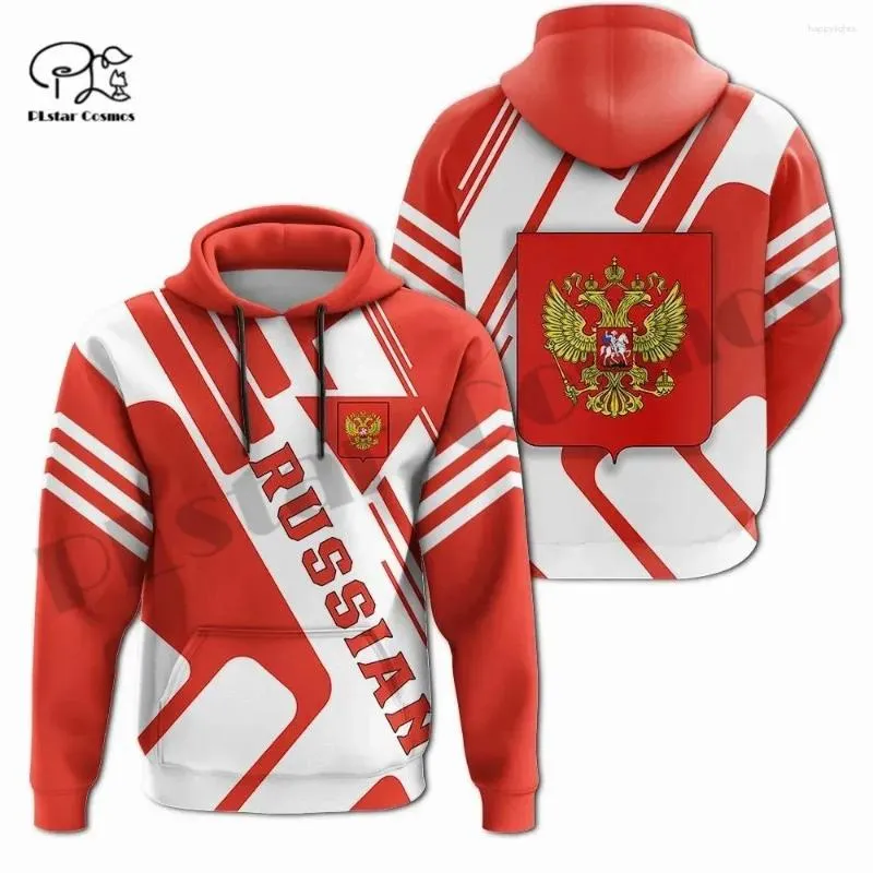 Hoodies masculins plstar cosmos 3dprint est russia drapeau country art unisexe unisexe hommes / femmes hrajuku streetwear streetwear occasionnel à capuche / zip / sweat -3 -3