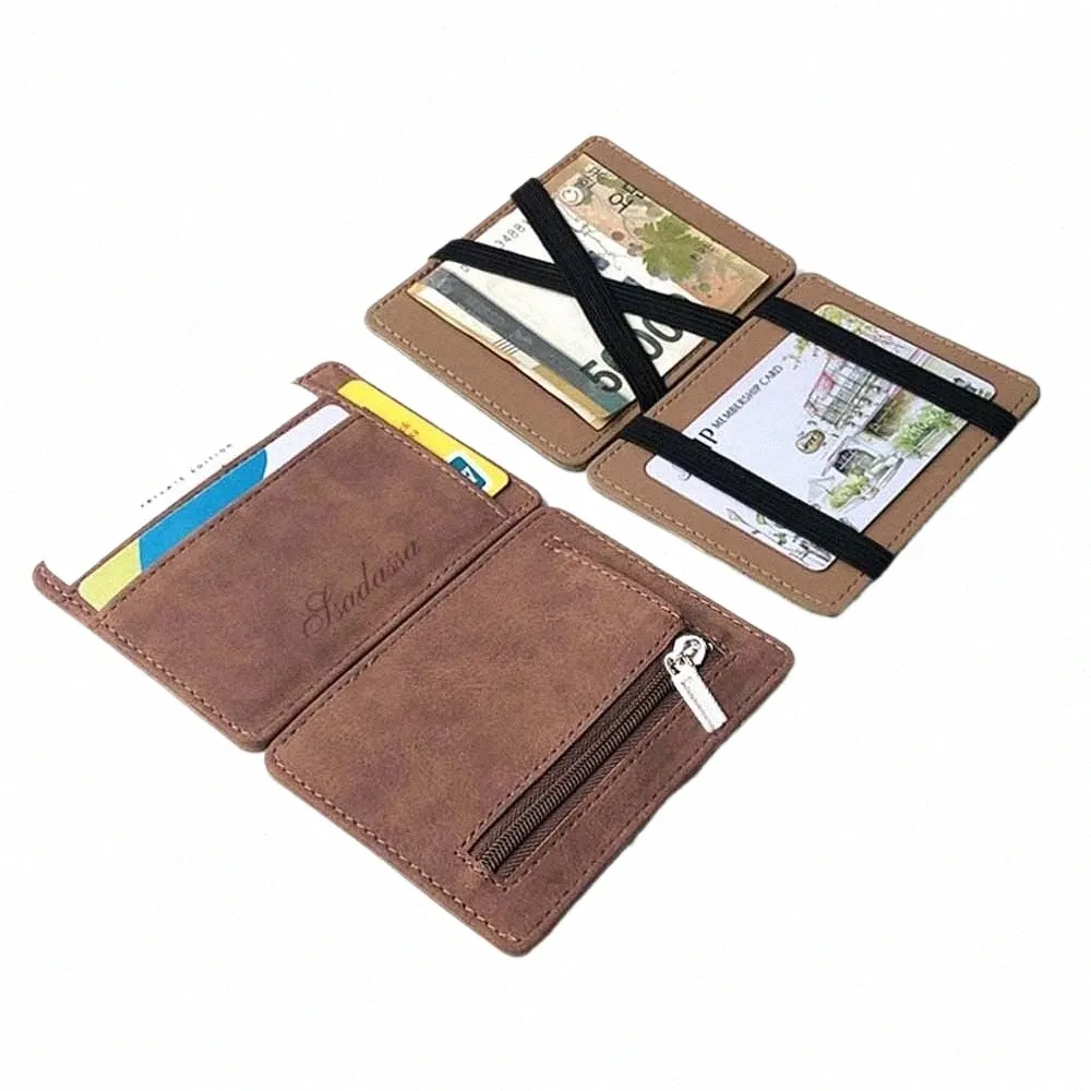 Mężczyźni skórzane portfel Monety Pocket Pocket Credit Card Card Card Bag moneta Fi Slim U8qu#