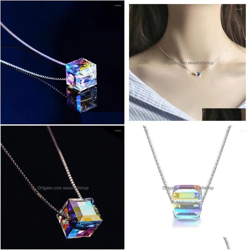 Pendant Necklaces Aurora Candied Colorf Threensional Square Siery Necklace 2022 For Womens Luxury Accessories Drop Delivery Jewelry Pe Dh8Wp
