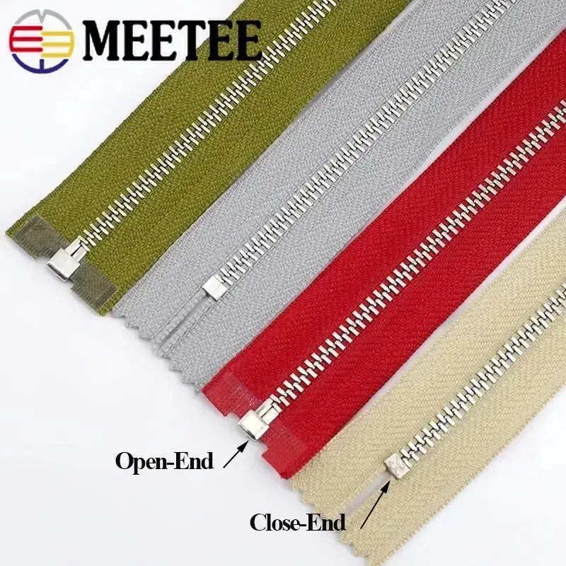 2/5st Meetee 15-70cm 3#Metall Zippers Stäng/öppen dragkedja Auto Lock Deco DECO för Bag Zips DIY Pants Packet Sewing Material
