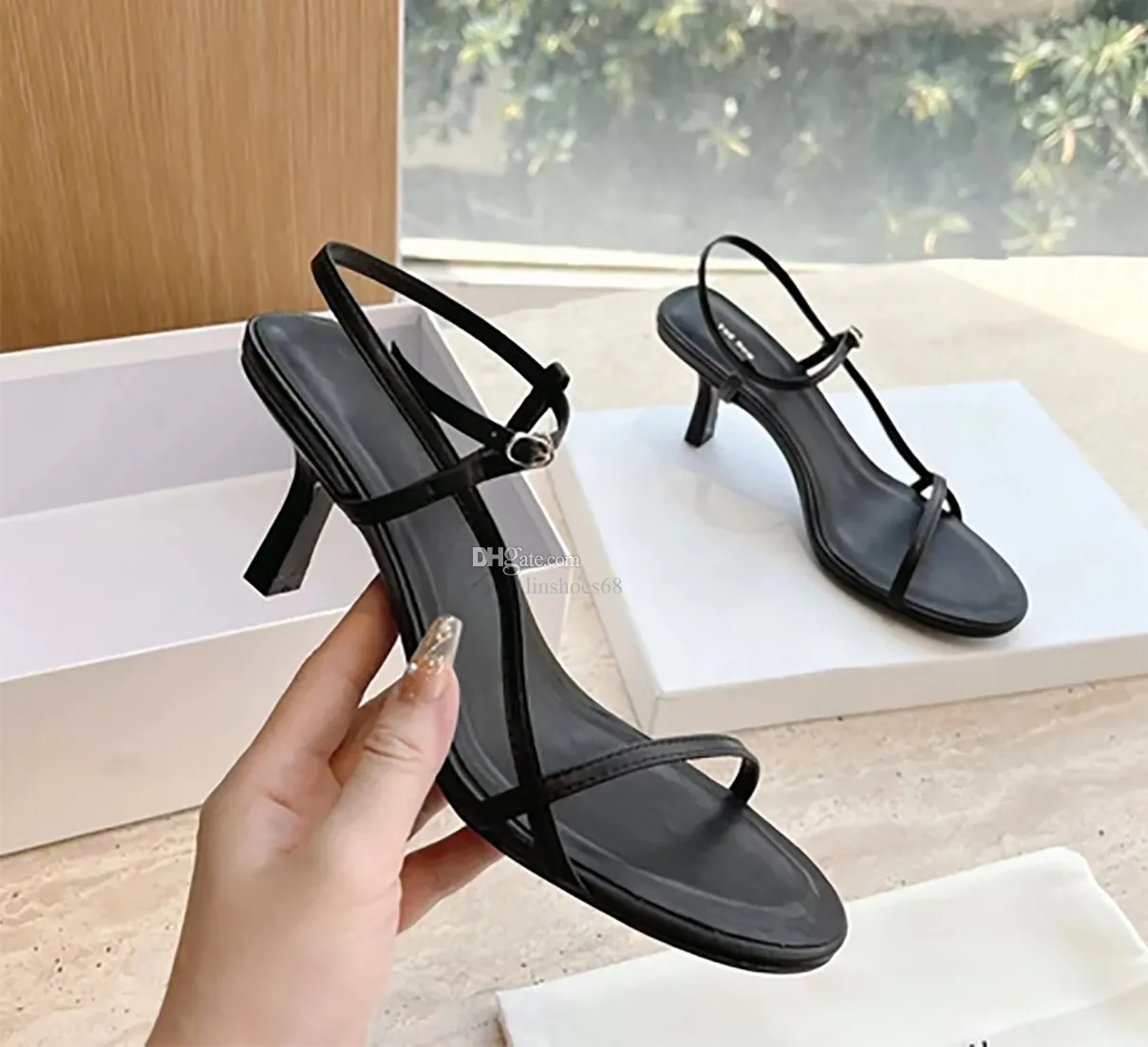 Women's Bow Rai Leather Sandals Naked Avery Beach Strap Sandals Luxury High Heels Elegant Strap Kitten High Heels Fashion Party Size 35-40 with Box