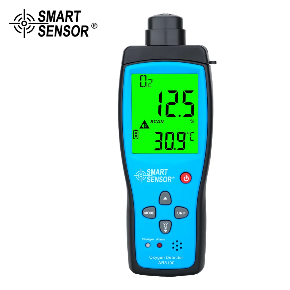 Analyseur de gaz à oxygène à main O2 Détecteur Testeur Montorin Indoor Air Quality Monitor Thermomètre Thermomètre Alarme 0-30% AR8100