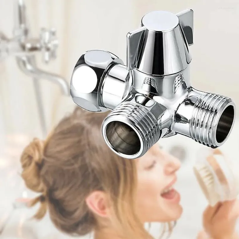 Kitchen Faucets 1 Valve Shower Hose Splitter Three-way Connector Head Faucet Diverter T Adapter Tap