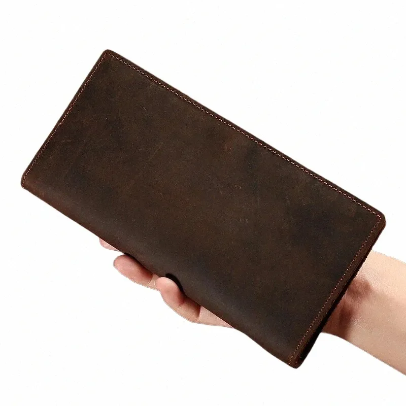 retro Lg Leather Wallet Men Foldable Busin Head Layer Cowhide Handheld Bag Anti-Theft Daily Match Shop Bag Matching h12c#