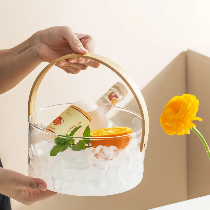 Luxury Luxury Verre portable Bucket de glace à grande valeur Panier de fruits à la maison Bar créatif Champagne Vin BEAT CUBE CUBE GRAINET