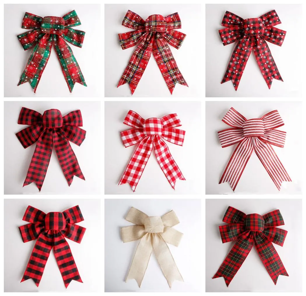 Grid Christmas Bowknot Red Green Bow Decoration Christmas Tree Decoration Ornement du Nouvel An Festival Party Home Wedding Decor VT173289986