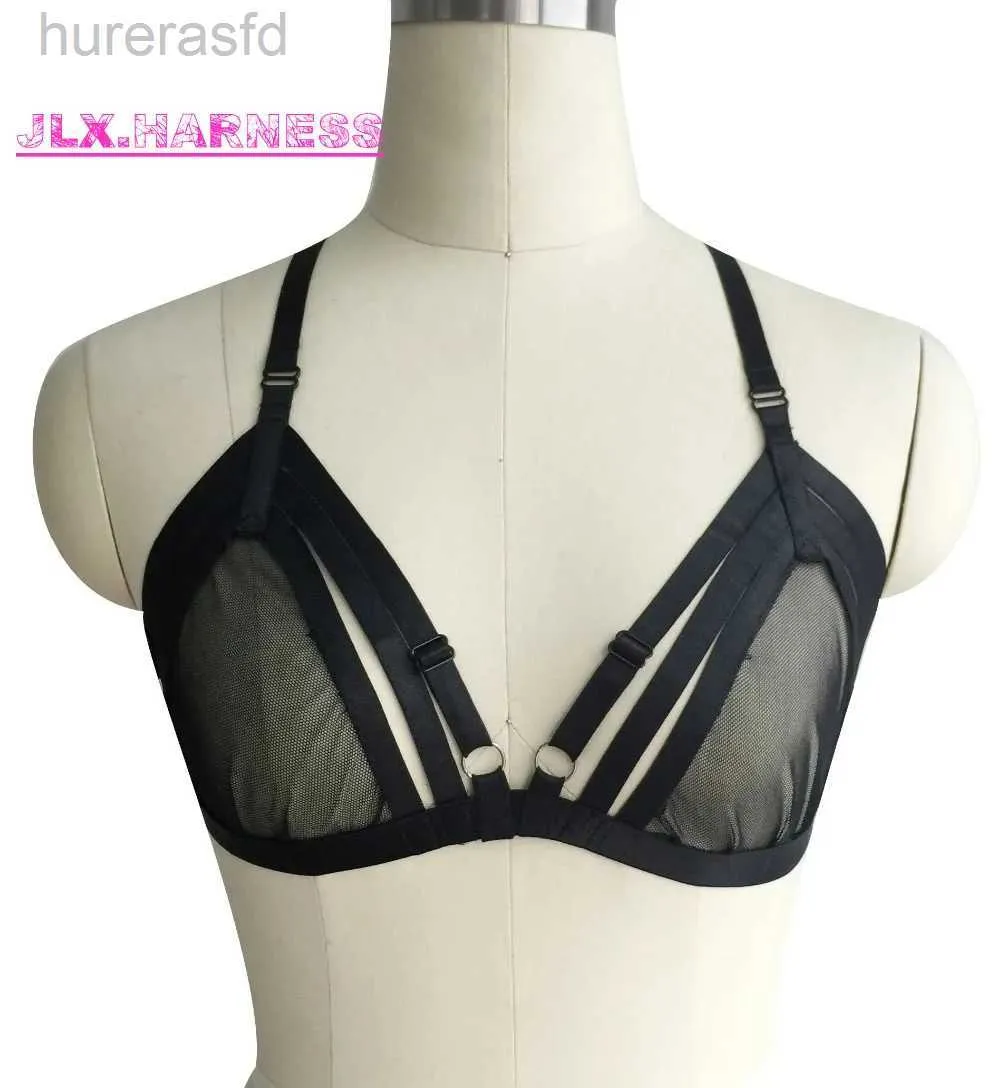 Sutiãs sexy gaiola ajustável sutiã de peito aberto renda preta brassiere fetiche body arnês erótico top lingerie bondage 240410