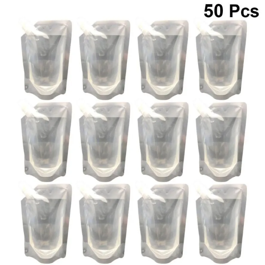 50st 350 ml transparenta dryckkolvar Stående spritpåse bärbara plastdrycker Bag305o