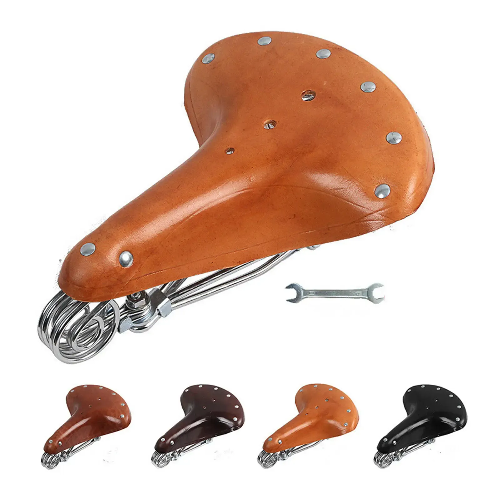 Detail Of A Vintage Black Bicycle Saddle And Springs On A White Background 100735862