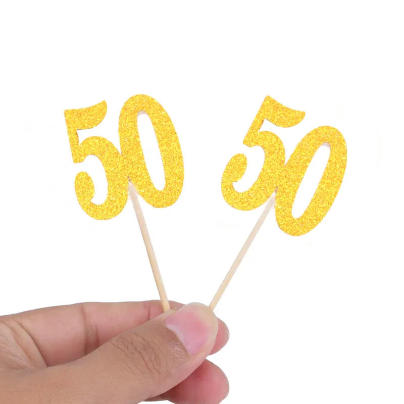12-Piece Gold Mirror Acrylic Birthday Cake Topper Set - Happy Birthday With Ages 21st To 70th