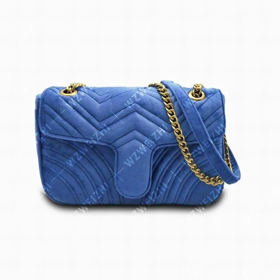 Femmes de mode haut de gamme Marmont Sacs à bandoulières Gold Chain Velvet Crossbody Bags Style Style Lady Pours Sprse Portefeuilles sacs à main