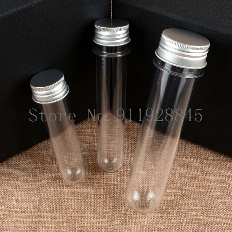 10st Lab 30/40/65/100 ml Cylindrical Pet Tube Bottle Mask Candy Gummikapsel Skosin Datalinje Plastflaskskruvrör