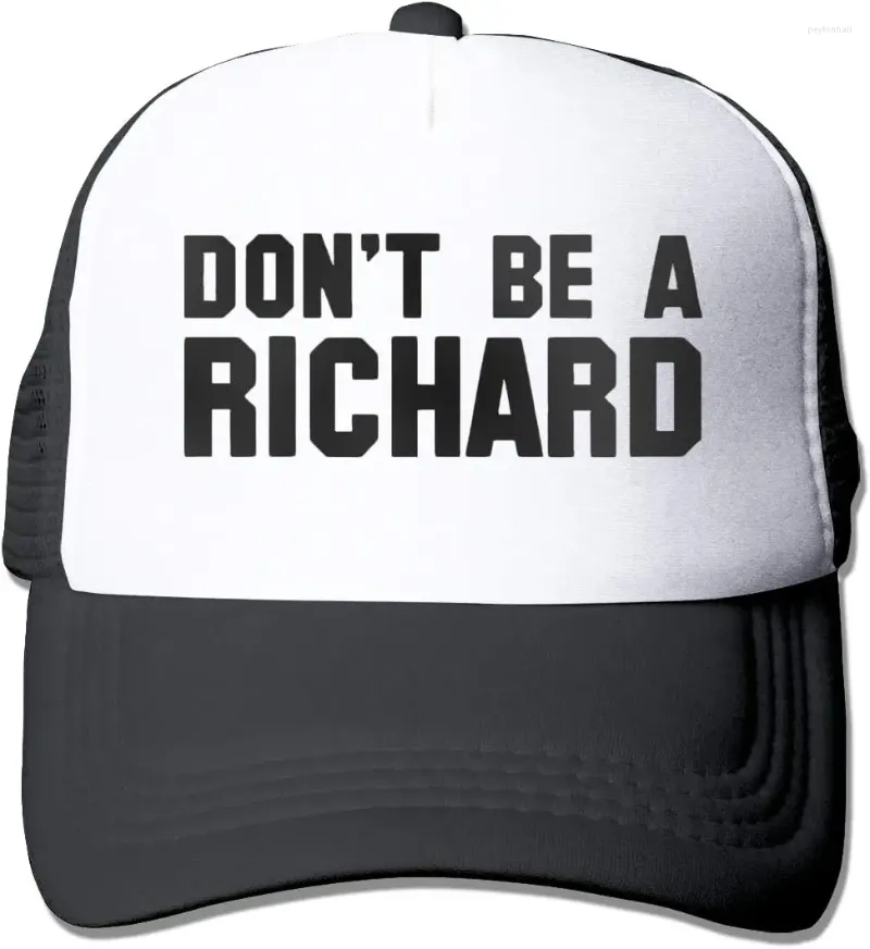 Ball Caps Mens Don't Be A Richard Funny Gag Party Mesh Trucker Cap Black One size