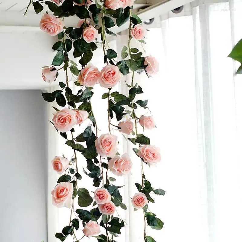 Decorative Flowers Artificial Rose Vines Garden Craft Flower Arch Decor Multifunctional Fake Vine Plant Hanger For Wedding Party Supply