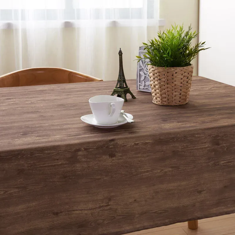 100％ポリエステルの木製の折り畳み長方形のテーブルクロス防水と油抵抗性テーブルカバープレースマット装飾