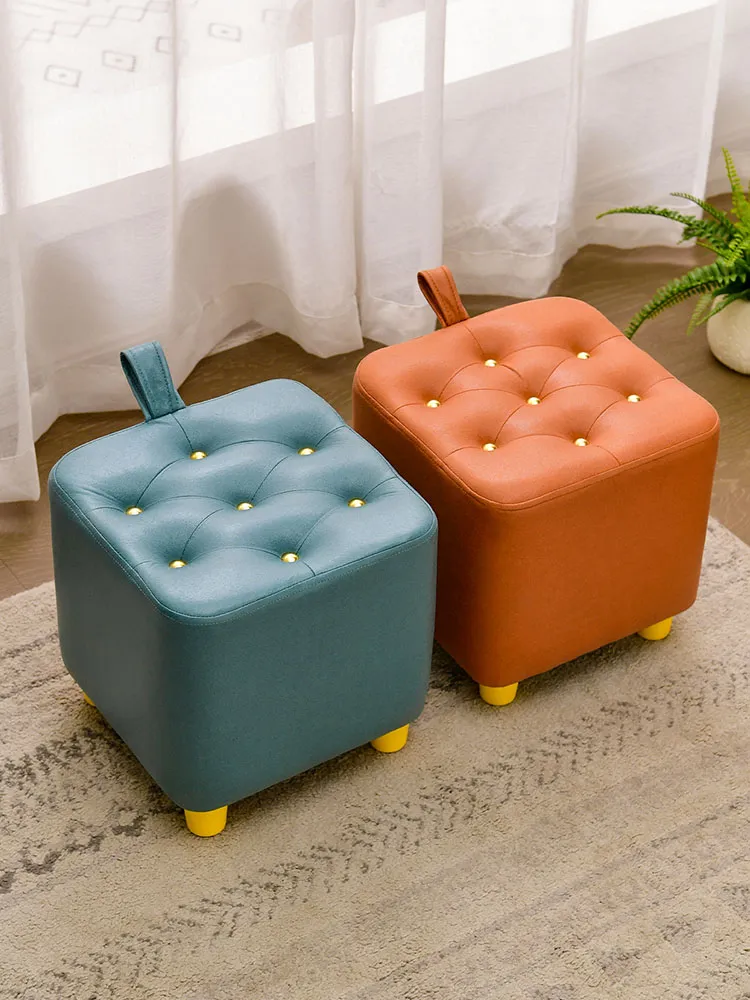 Velvet Accent Stool: Small Footstool for Living Room Creative