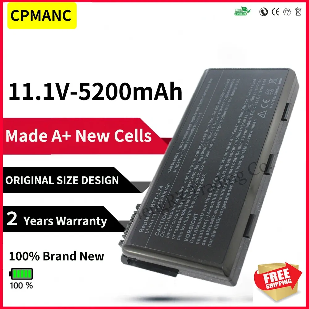 Batterijen Laptop Batterij voor MSI L74 L75 A7005 CX500 CX500DX CX705X CX623 EX460 EX610 CX700 BTYL74 MSI CX620 A6200 CR600 CR610 CR620 CR620 CR70