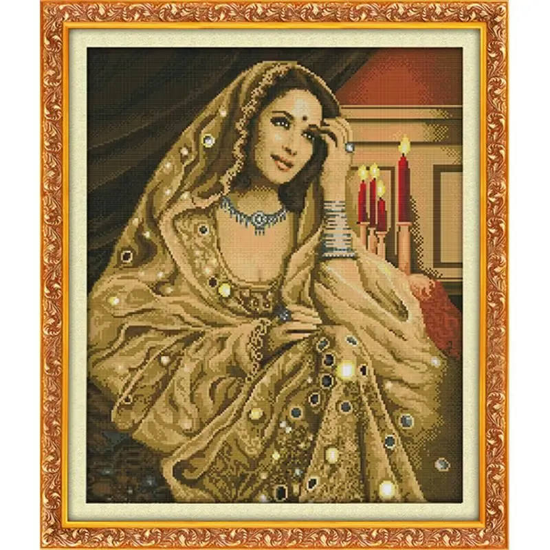 Indisches klassisches Schönheitsmuster Genauer Druckkreuzstich DMC Arithmetic Cross Stitch Kit 14ct Nadelwork Stickerei Kit