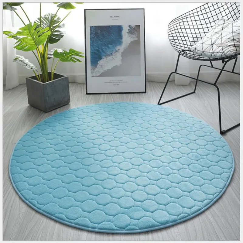 Thicken Round Carpet For Home Decor Embroidered Coral Velvet Living Room Rug Chair Mats Tent Cushions Bedroom Children Play Pad