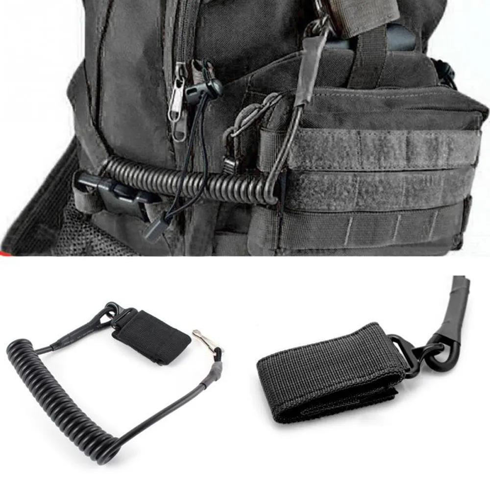 Molle Tactical Anti-Lost Elastic Rope Rope Military Spring Safety Strap Gun Rope for Key Ringチェーン懐中電灯アクセサリー