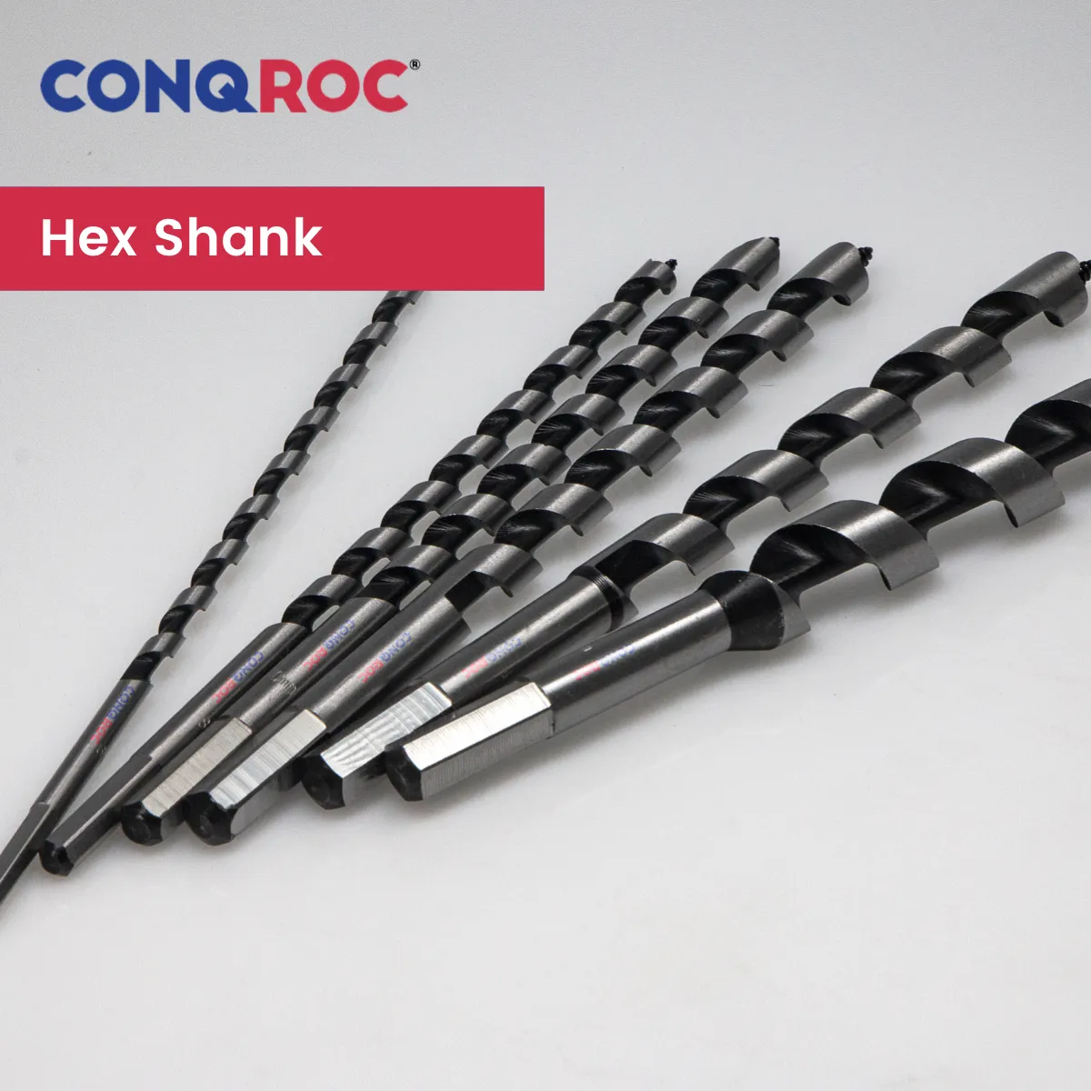 Spiral-Flute Auger Drill Bits Set Hex Shank Length-230mm 6-Size Diameter-6&8&10&12&14&20mm Self-Centering Woodworking Pole Bits