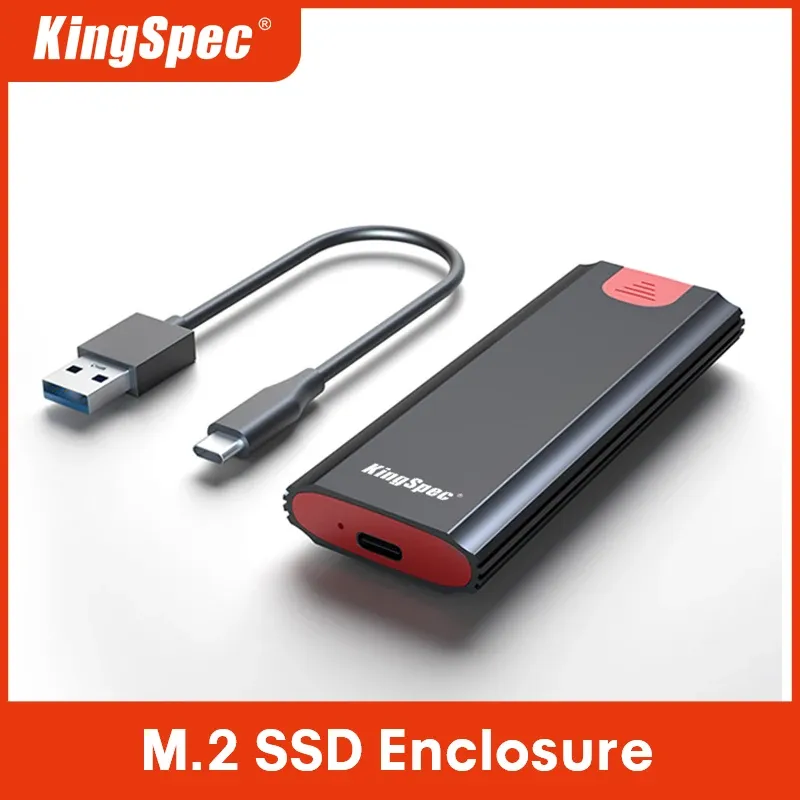 Gehege Kingspec M2 SSD -Gehäuse NVME -Gehäuse 10 Gbit / s M.2 bis USB Typ C 3.1 M.2 SSD -Fall für 2230 2242 2260 2280 NVME PCIe SSD Disk Box