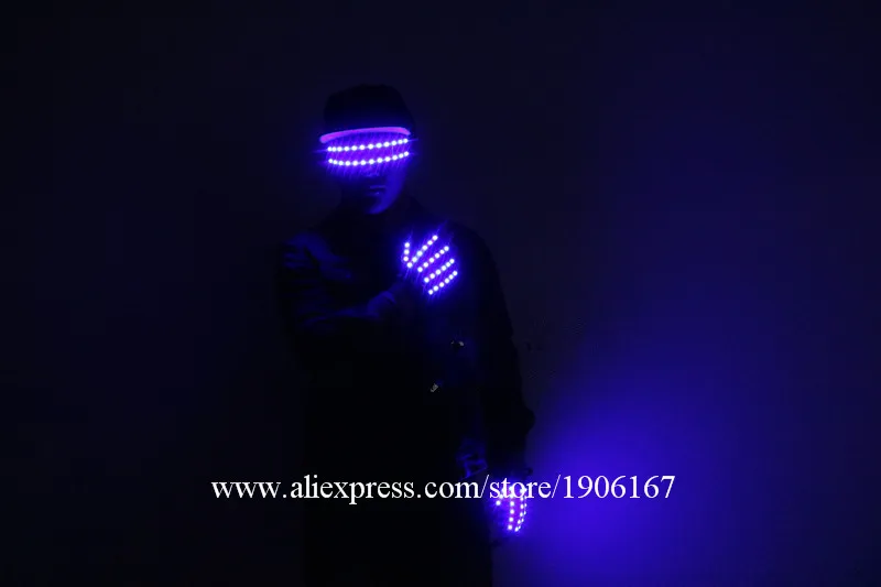 Personality LED Glowing Gloves Clothing Annual Meeting Stage Performance Performance Fluorescent Glasses Judy Dancing Props11