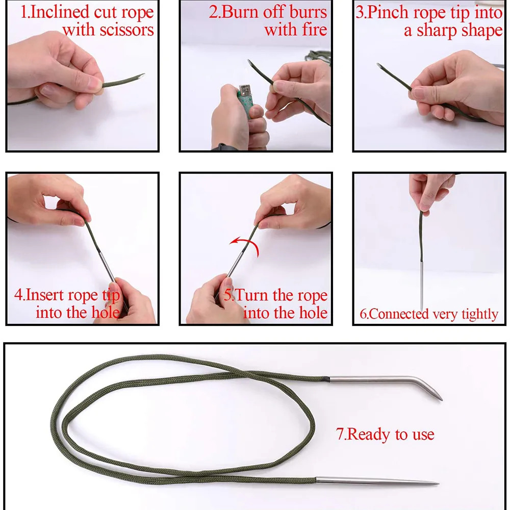 4/6/12pcs Paracord Terceneira Tool de tricô de alumínio Cordão de pára -quedas Paracord Panquelagem de agulha Bracelete Diy Kit de traidinha