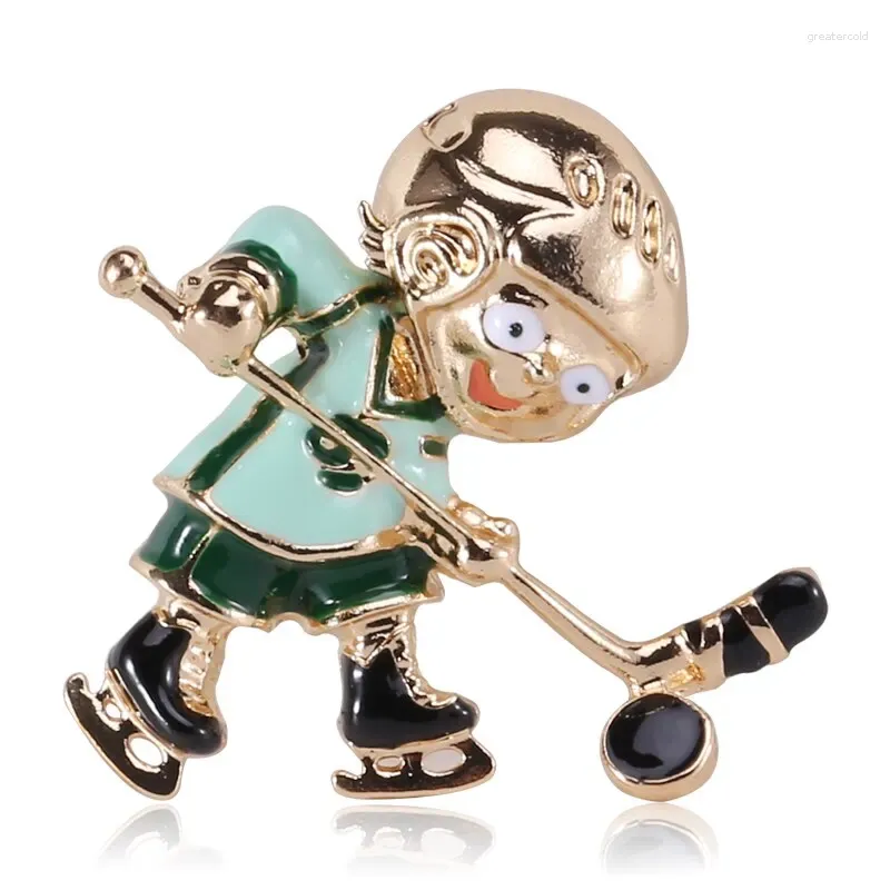 Brooches Ematel Drop Oil Creative Hockey Player Brooch ACCESSOIRES DE VENSEMENT FASHIQUE Personnalisés